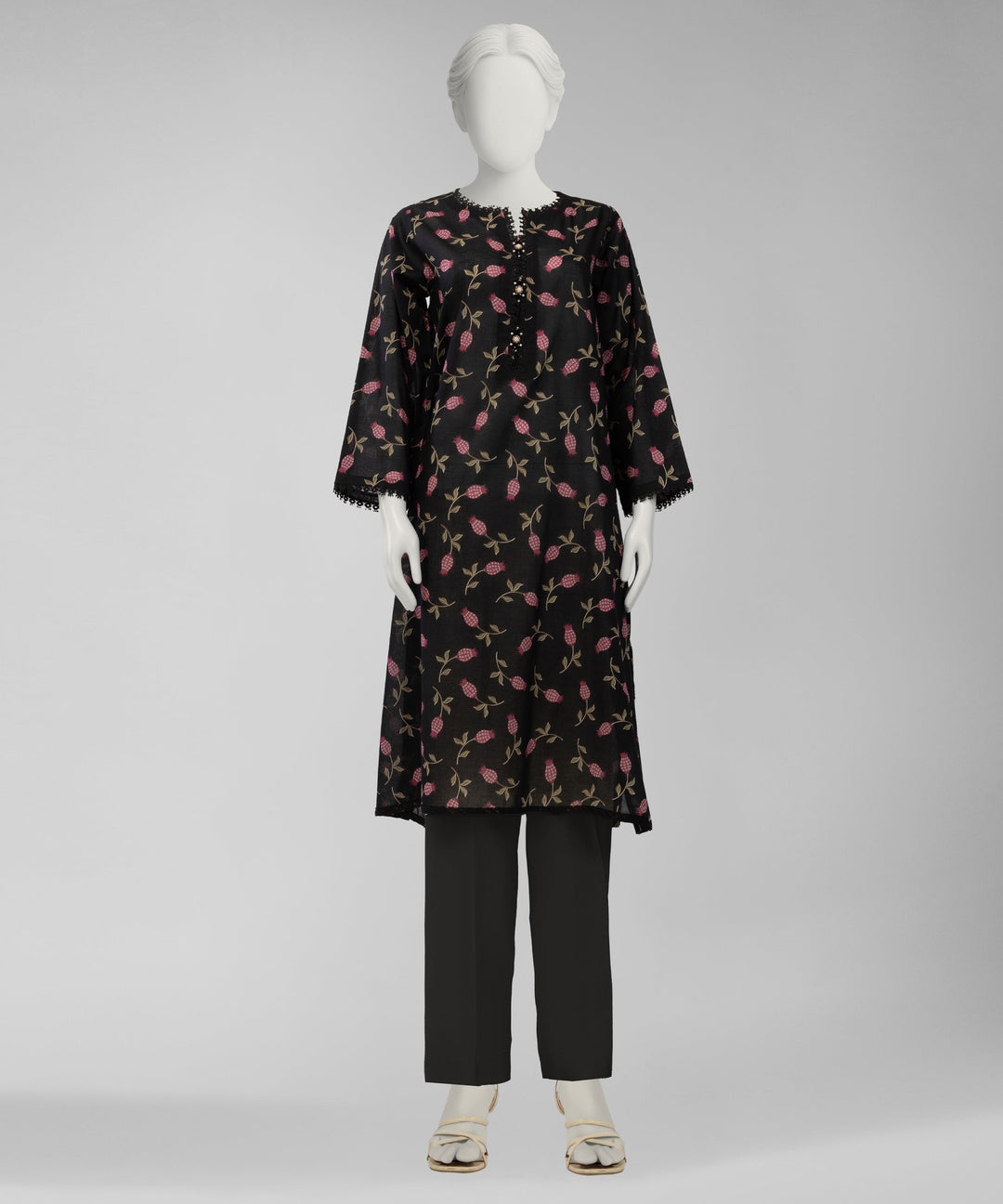 Lawn Black Unstitched Suit - J. Junaid Jamshed