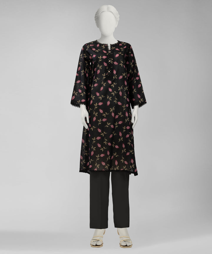 Lawn Black Unstitched Suit - J. Junaid Jamshed