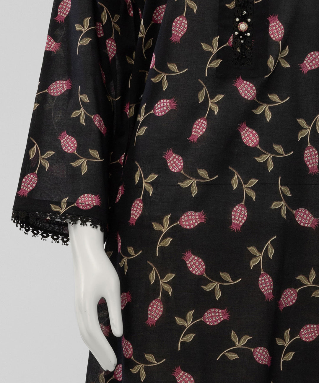 Lawn Black Unstitched Suit - J. Junaid Jamshed