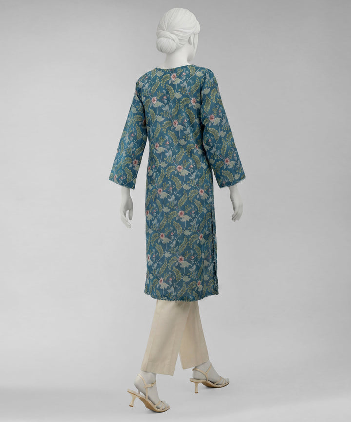 Lawn Teal Blue Unstitched Suit - J. Junaid Jamshed