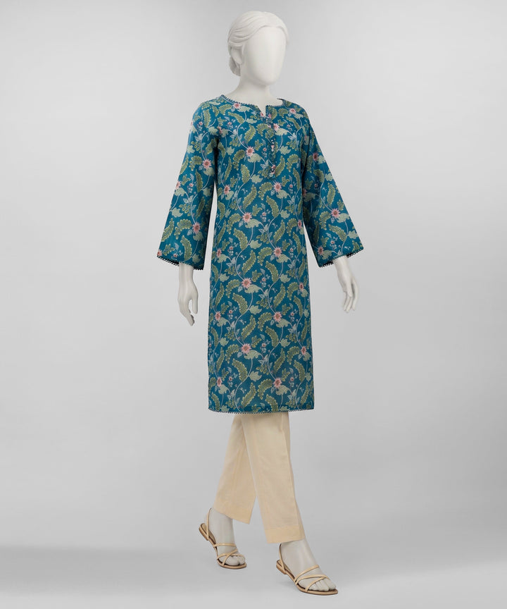 Lawn Teal Blue Unstitched Suit - J. Junaid Jamshed