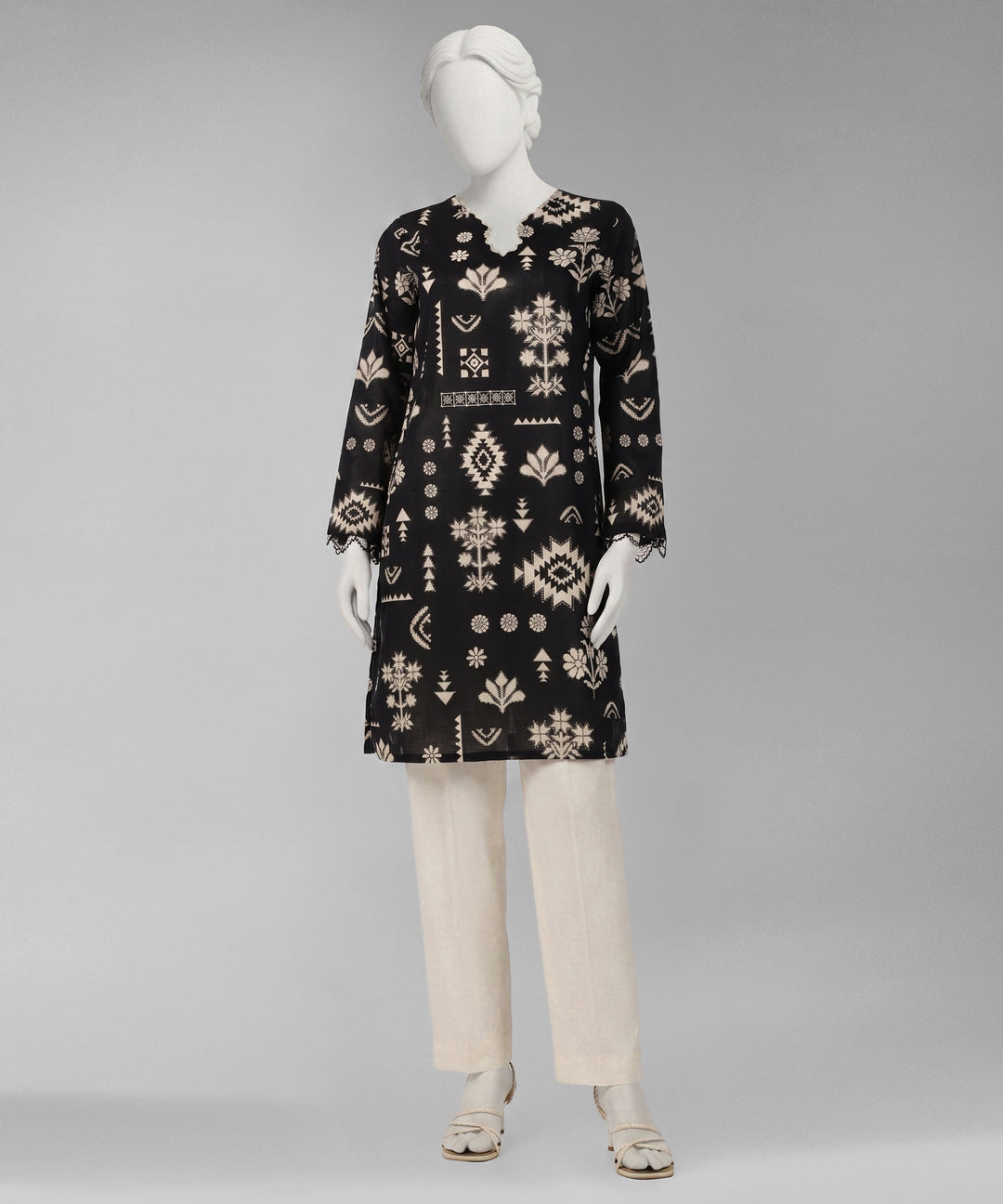 Lawn Black Unstitched Suit - J. Junaid Jamshed