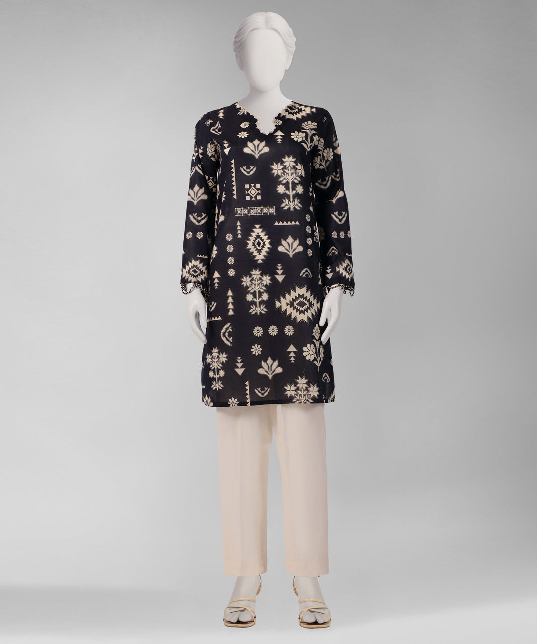 Lawn Black Unstitched Suit - J. Junaid Jamshed