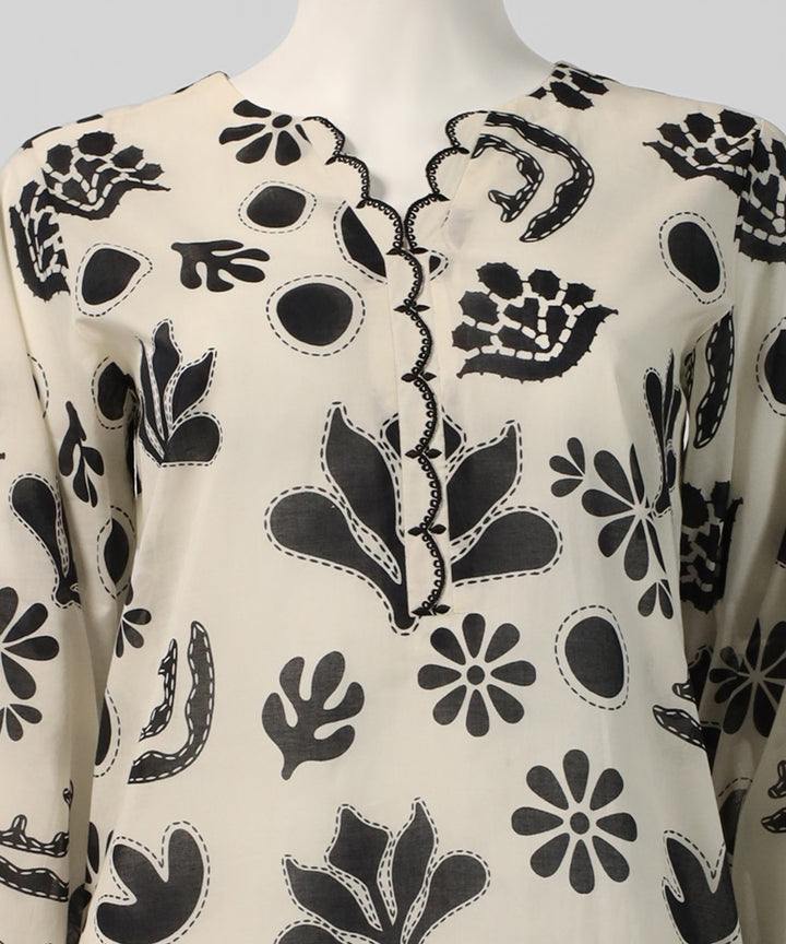Lawn Off White Unstitched Suit - J. Junaid Jamshed