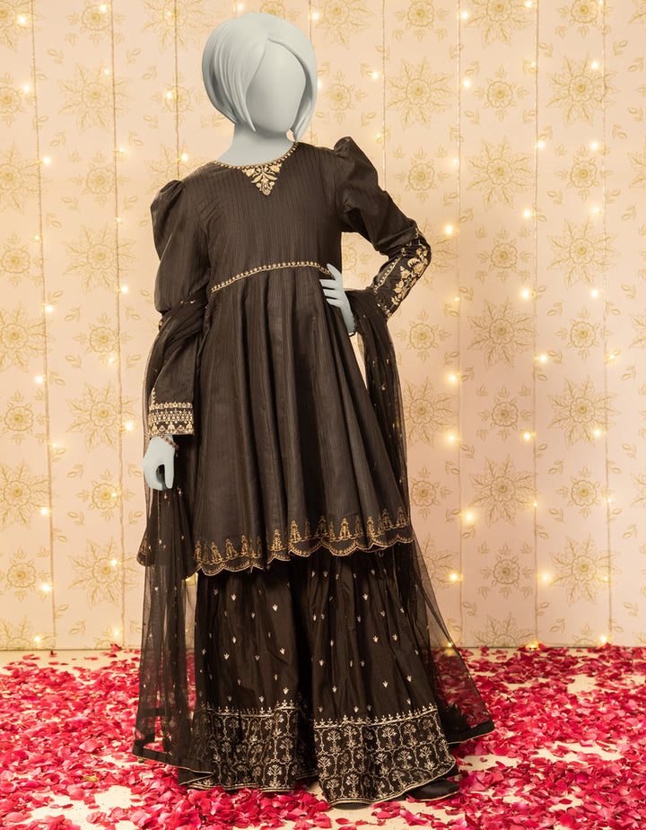 Dobby Black Stitched Suit - J. Junaid Jamshed