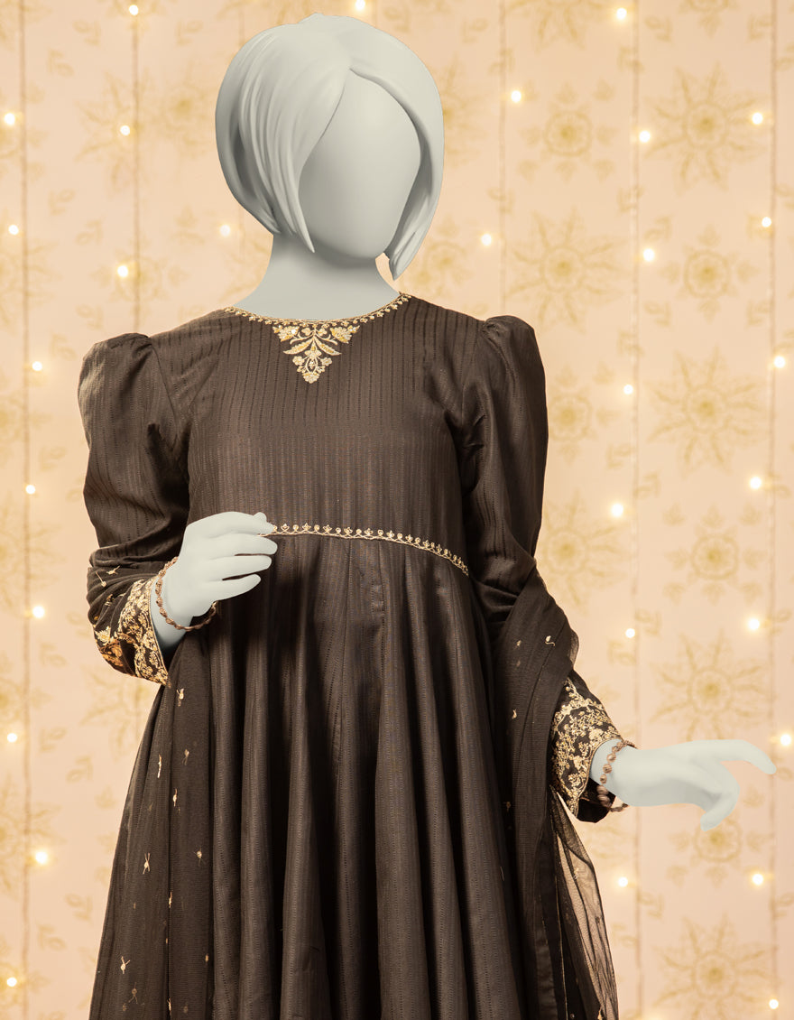 Dobby Black Stitched Suit - J. Junaid Jamshed