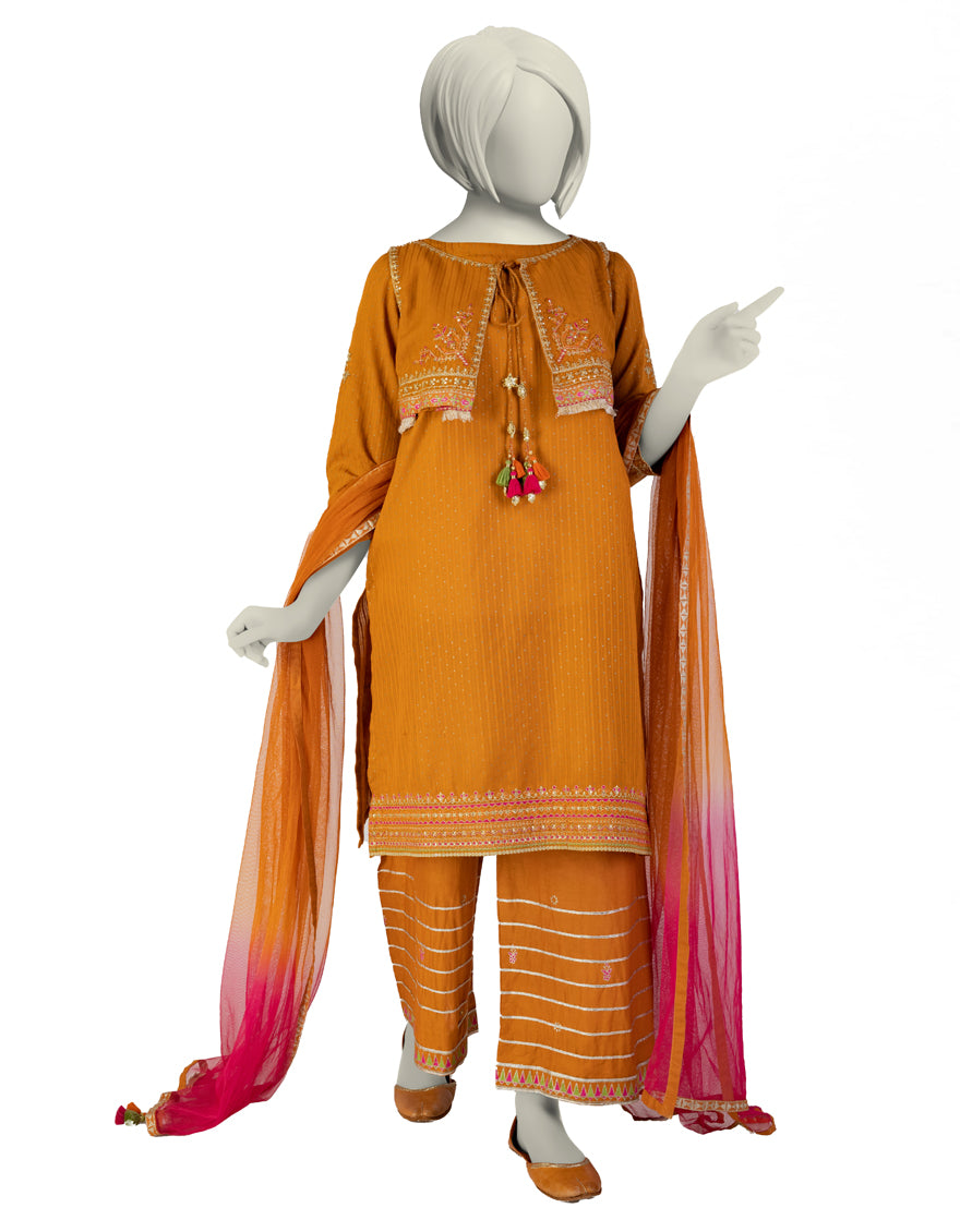 Dobby Brown Stitched Suit - J. Junaid Jamshed