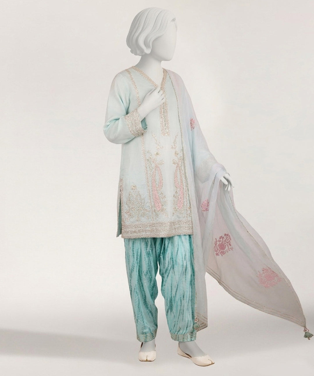 Lawn Dyed Ice Blue Stitched Suit - J. Junaid Jamshed