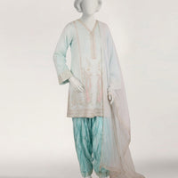 Lawn Dyed Ice Blue Stitched Suit - J. Junaid Jamshed