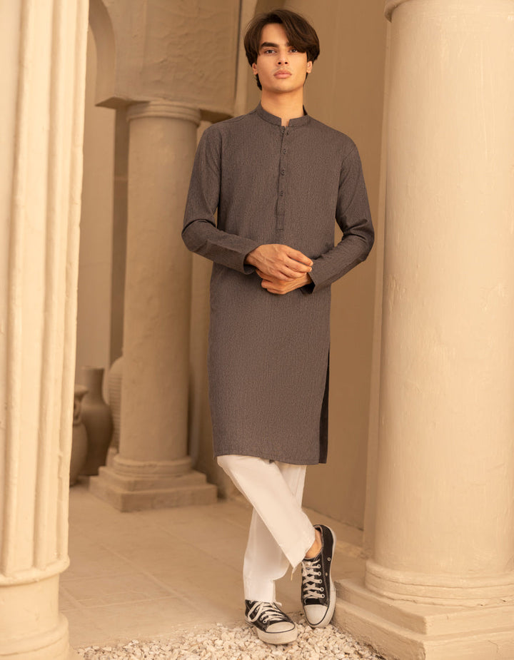 Blended Grey Kurta - J. Junaid Jamshed
