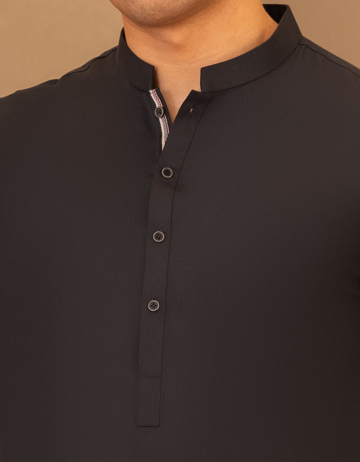 Blended Charcoal Kurta - J. Junaid Jamshed