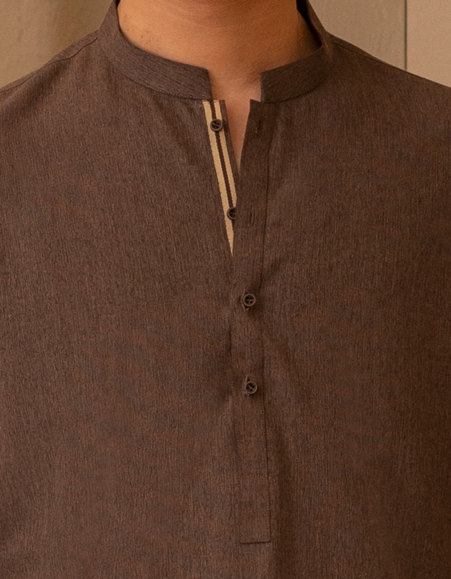 Blended Brown Kurta - J. Junaid Jamshed