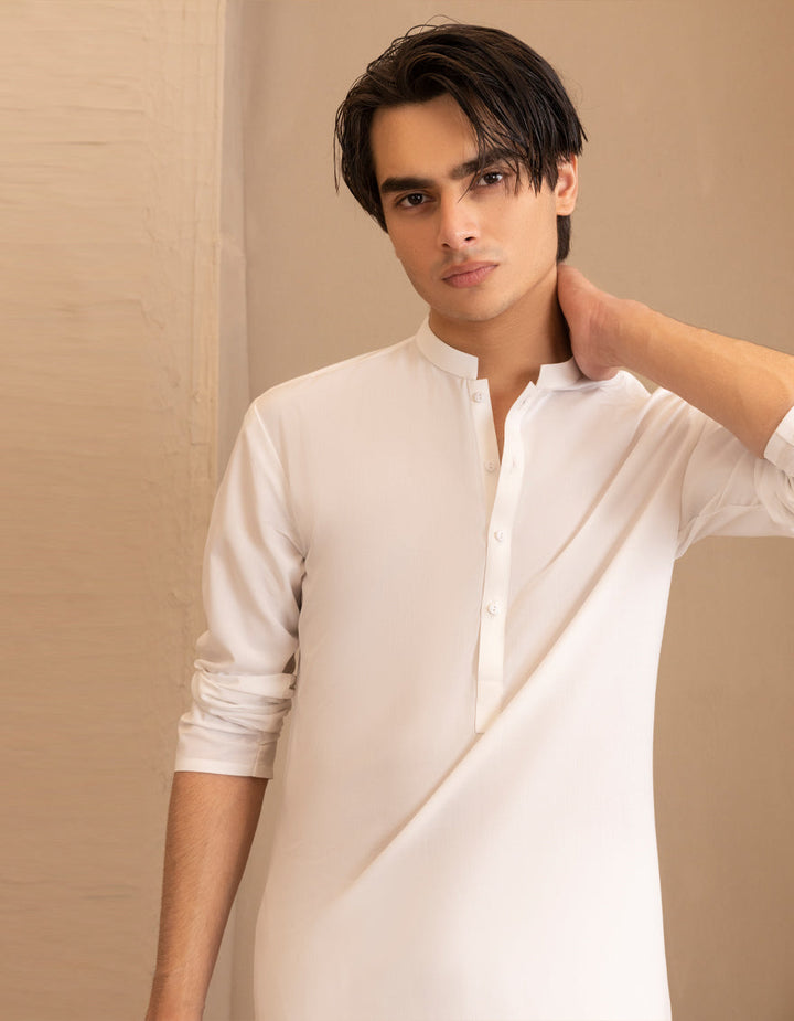 Blended Off White Kurta - J. Junaid Jamshed