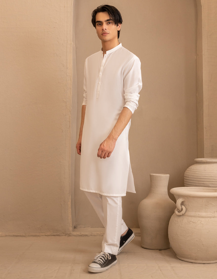 Blended Off White Kurta - J. Junaid Jamshed