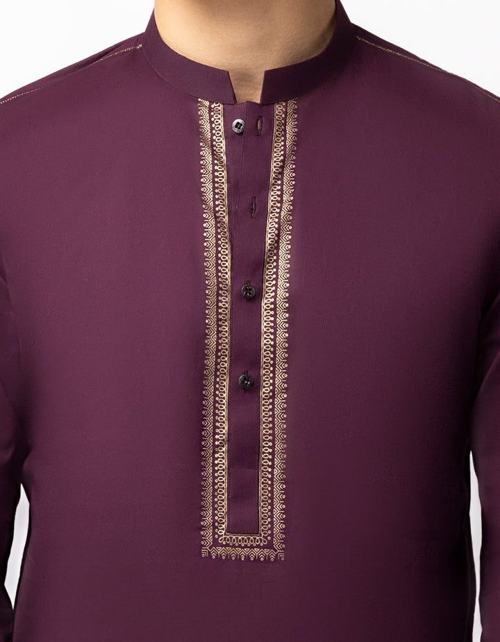Cotton Purple Kurta - J. Junaid Jamshed