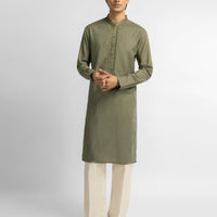 Cotton Olive Kurta - J. Junaid Jamshed