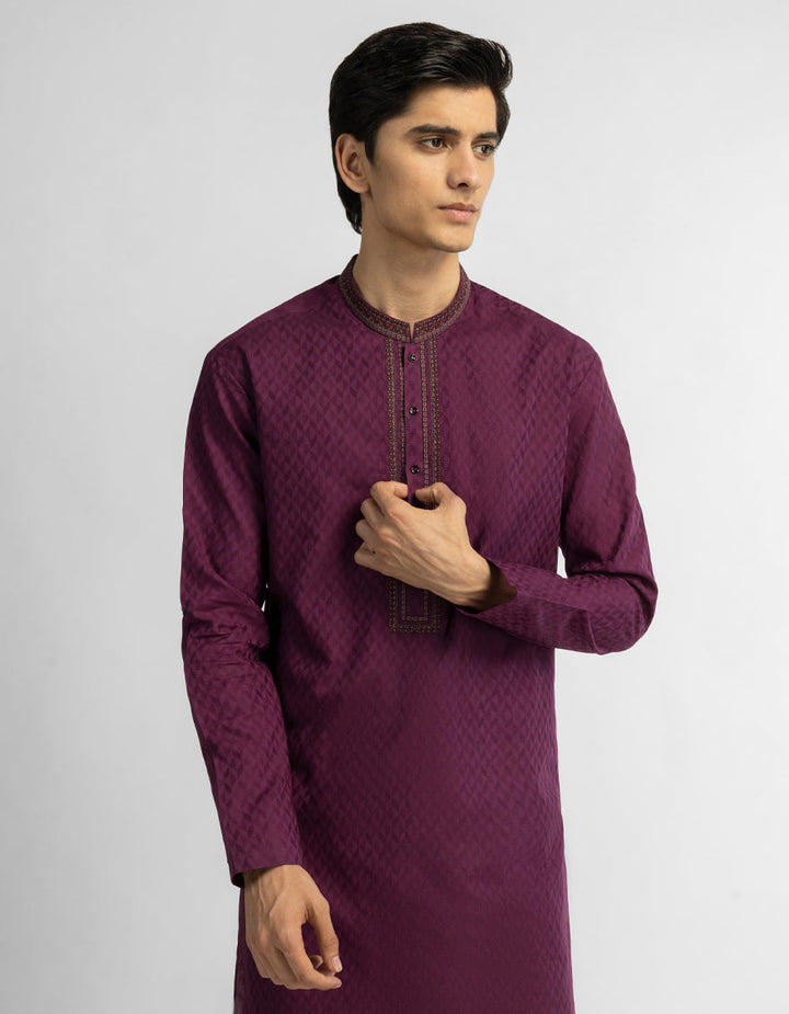Cotton Purple Kurta - J. Junaid Jamshed