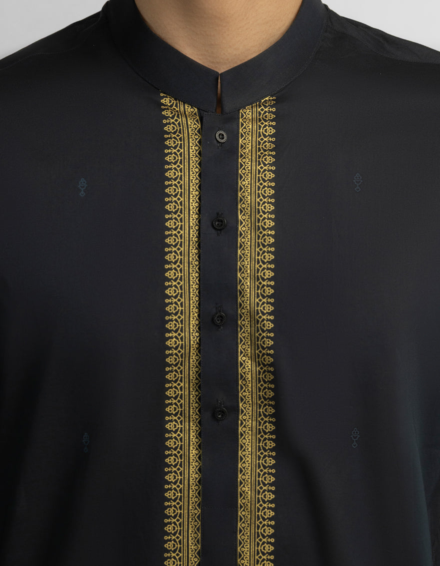 Cotton Black Kurta - J. Junaid Jamshed