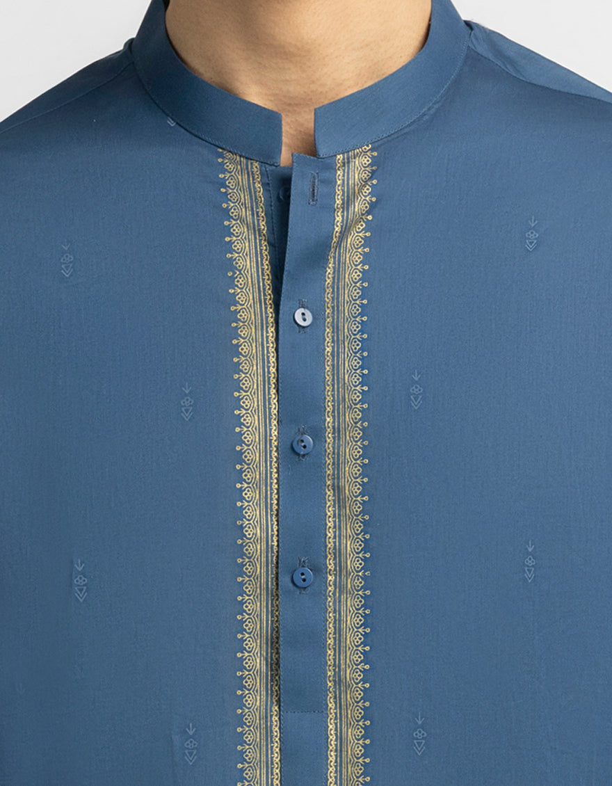 Cotton Blue Kurta - J. Junaid Jamshed