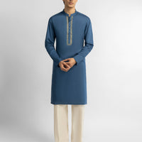 Cotton Blue Kurta - J. Junaid Jamshed