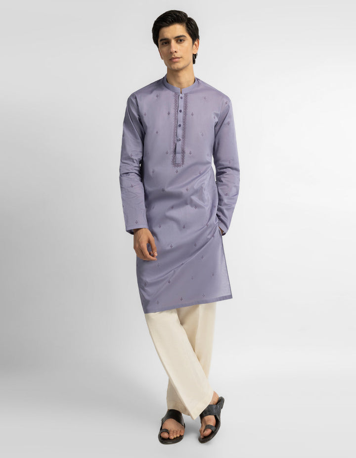 Cotton Light Purple Kurta - J. Junaid Jamshed