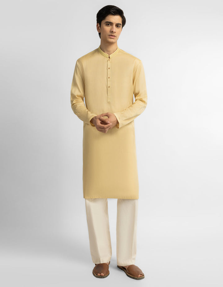 Cotton Cream Kurta - J. Junaid Jamshed