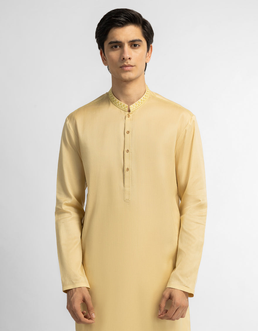 Cotton Cream Kurta - J. Junaid Jamshed