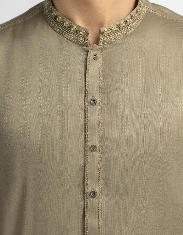 Cotton Olive Kurta - J. Junaid Jamshed