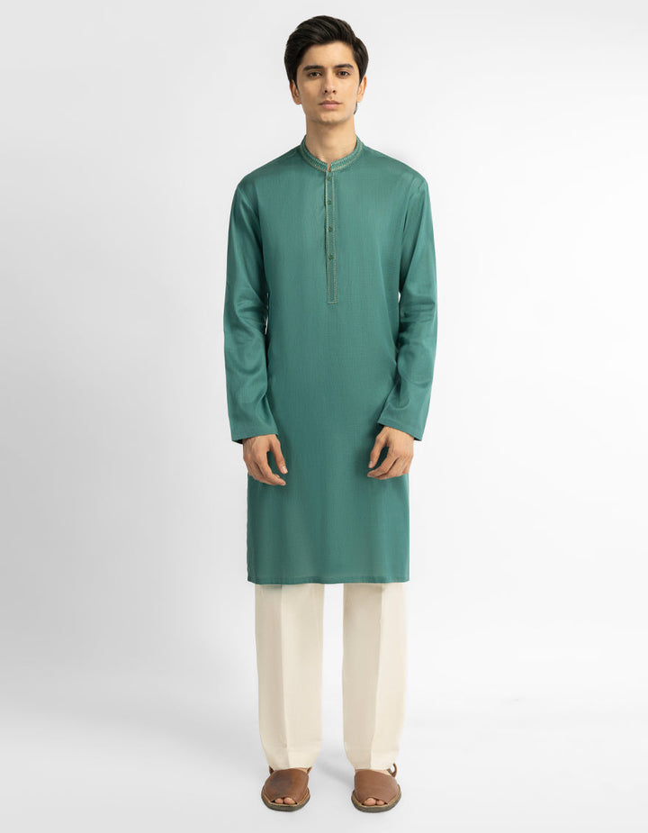 Cotton Green Kurta - J. Junaid Jamshed