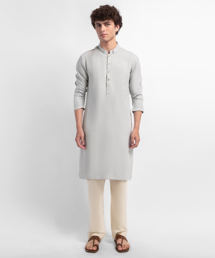 Cotton Light Grey Kurta - J. Junaid Jamshed