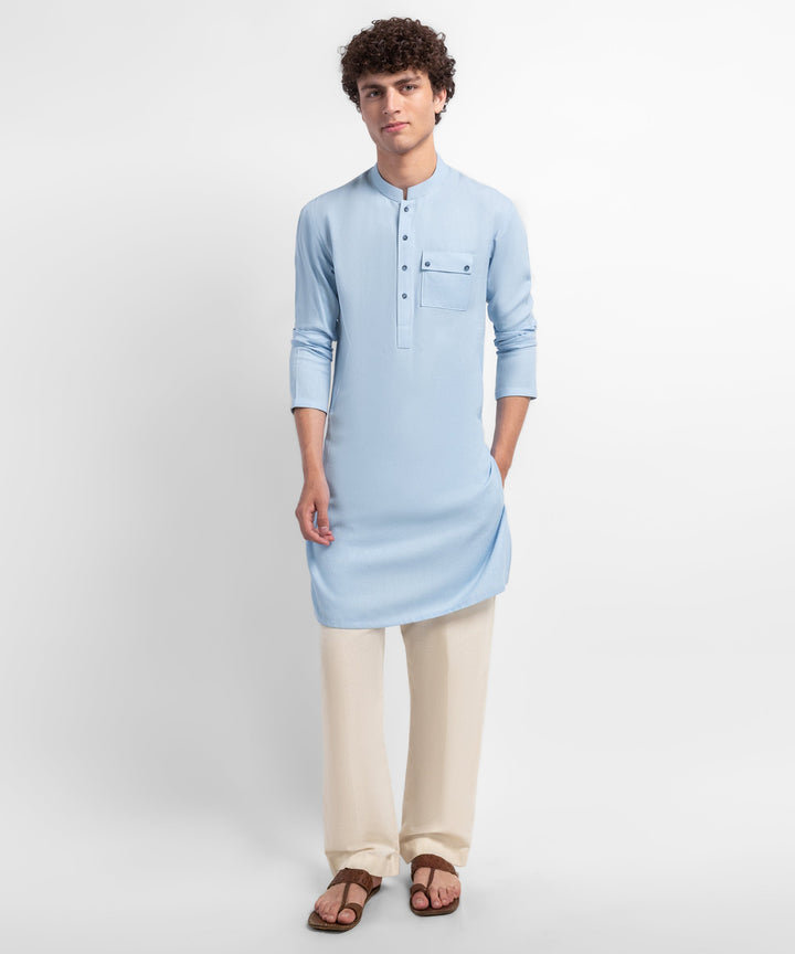 Cotton Sky Blue Kurta - J. Junaid Jamshed