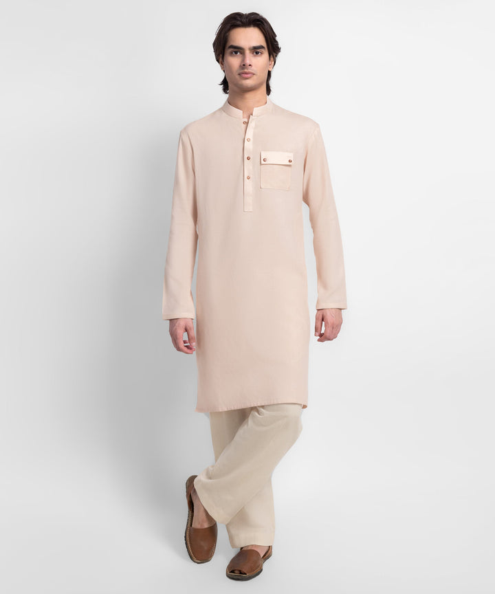 Cotton Peach Kurta - J. Junaid Jamshed