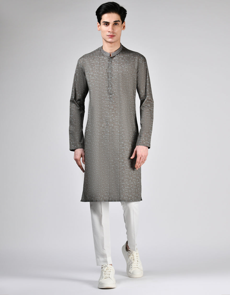 Cotton Brown Kurta - J. Junaid Jamshed