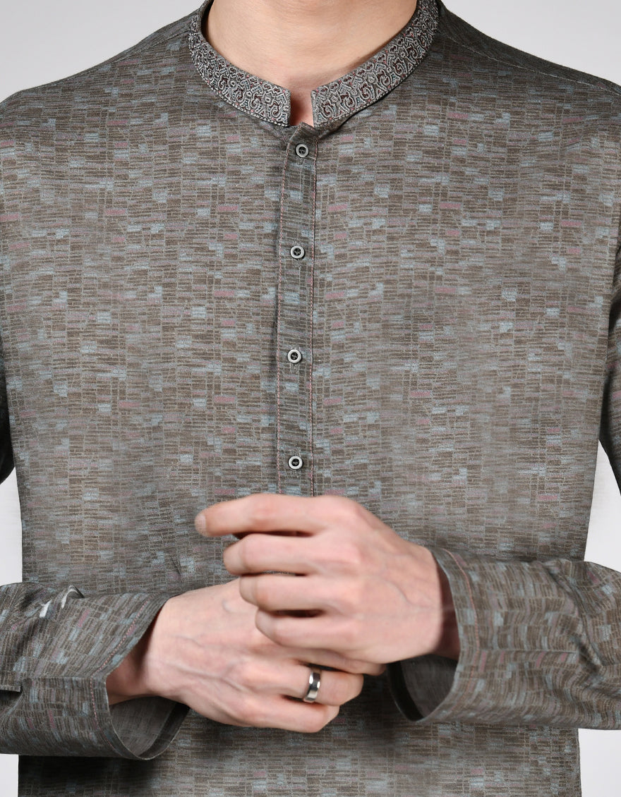 Cotton Brown Kurta - J. Junaid Jamshed