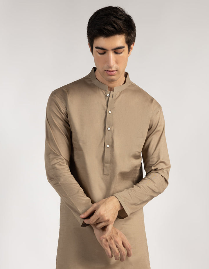 Cotton Brown Kurta - J. Junaid Jamshed