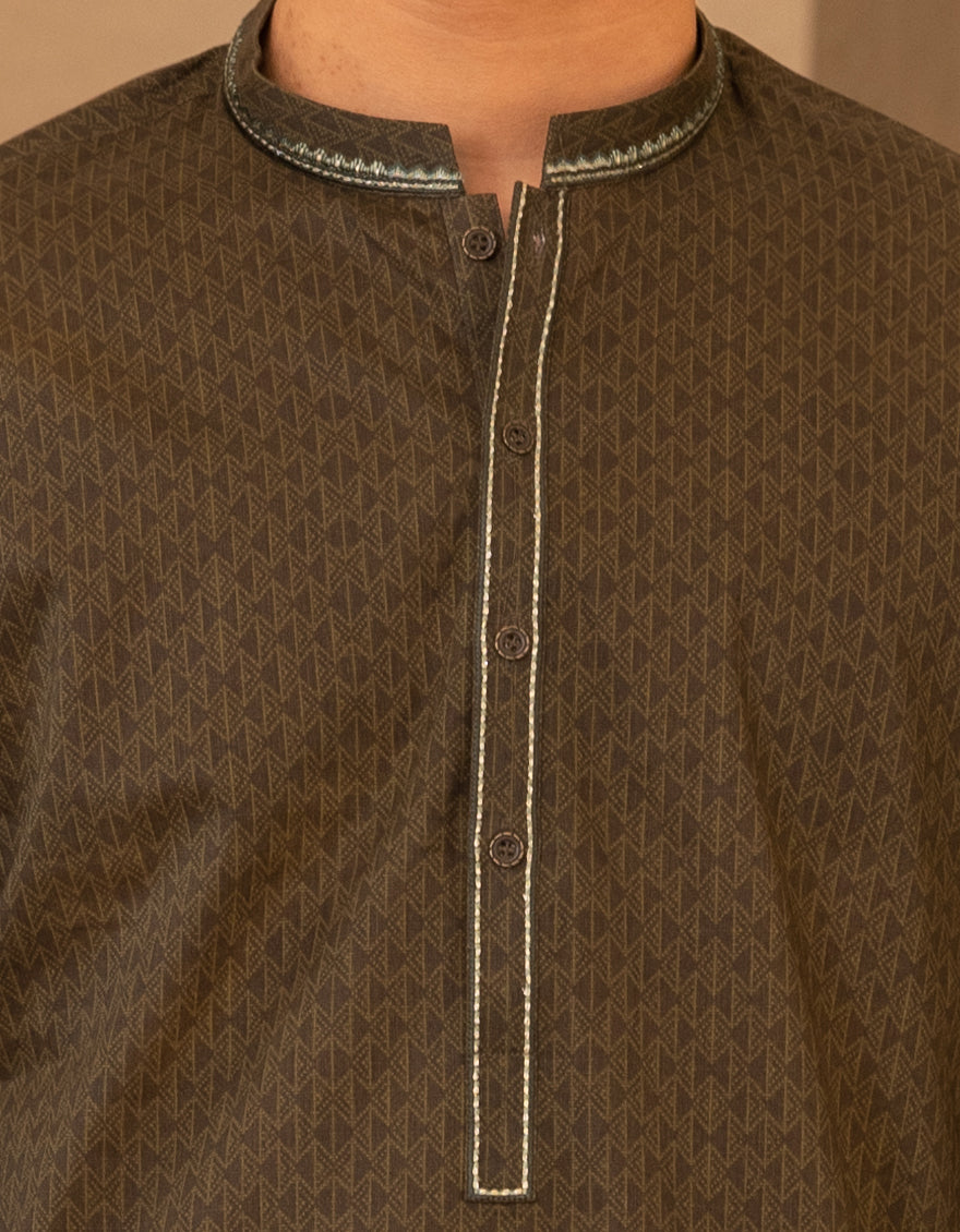 Cotton Green Kurta - J. Junaid Jamshed
