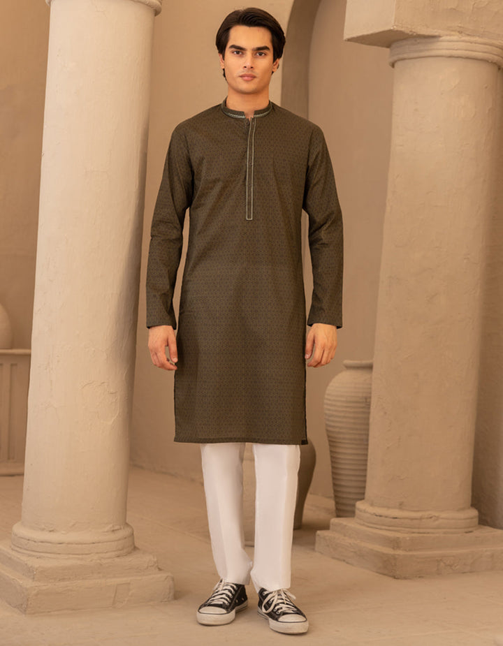 Cotton Green Kurta - J. Junaid Jamshed