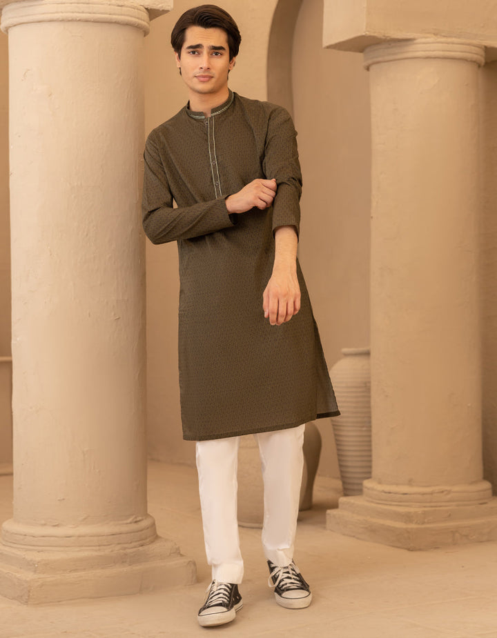Cotton Green Kurta - J. Junaid Jamshed