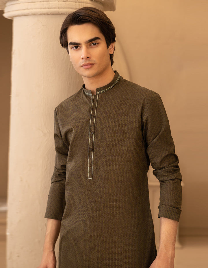 Cotton Green Kurta - J. Junaid Jamshed