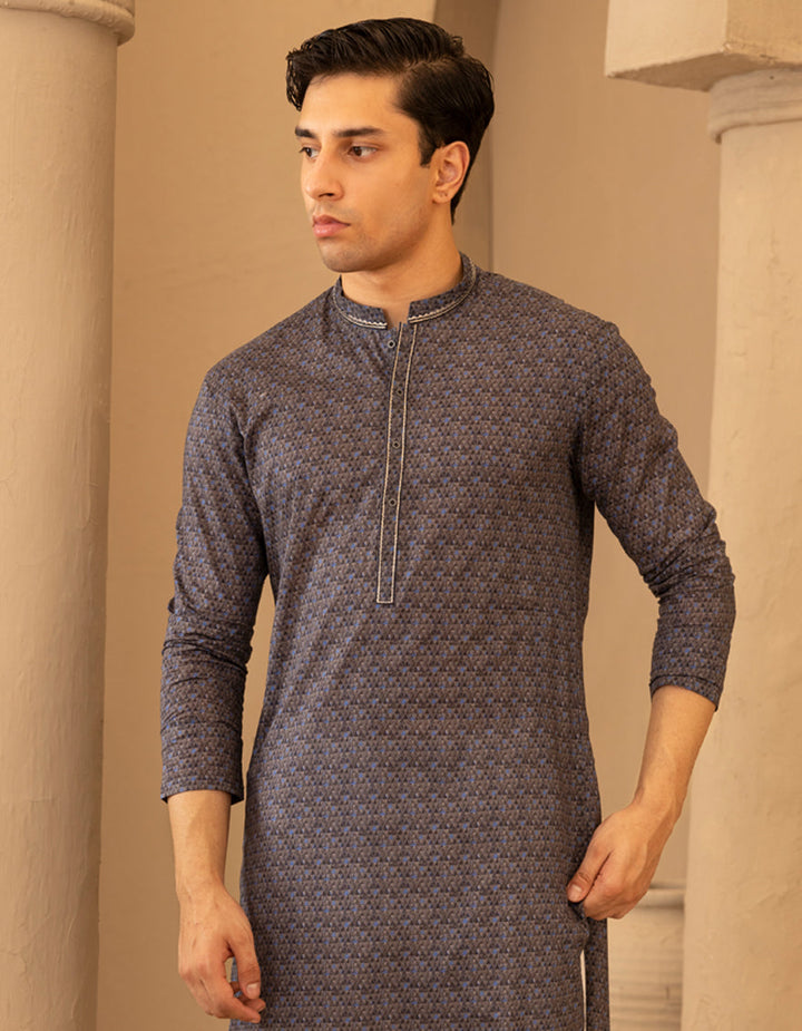 Cotton Grey Kurta - J. Junaid Jamshed