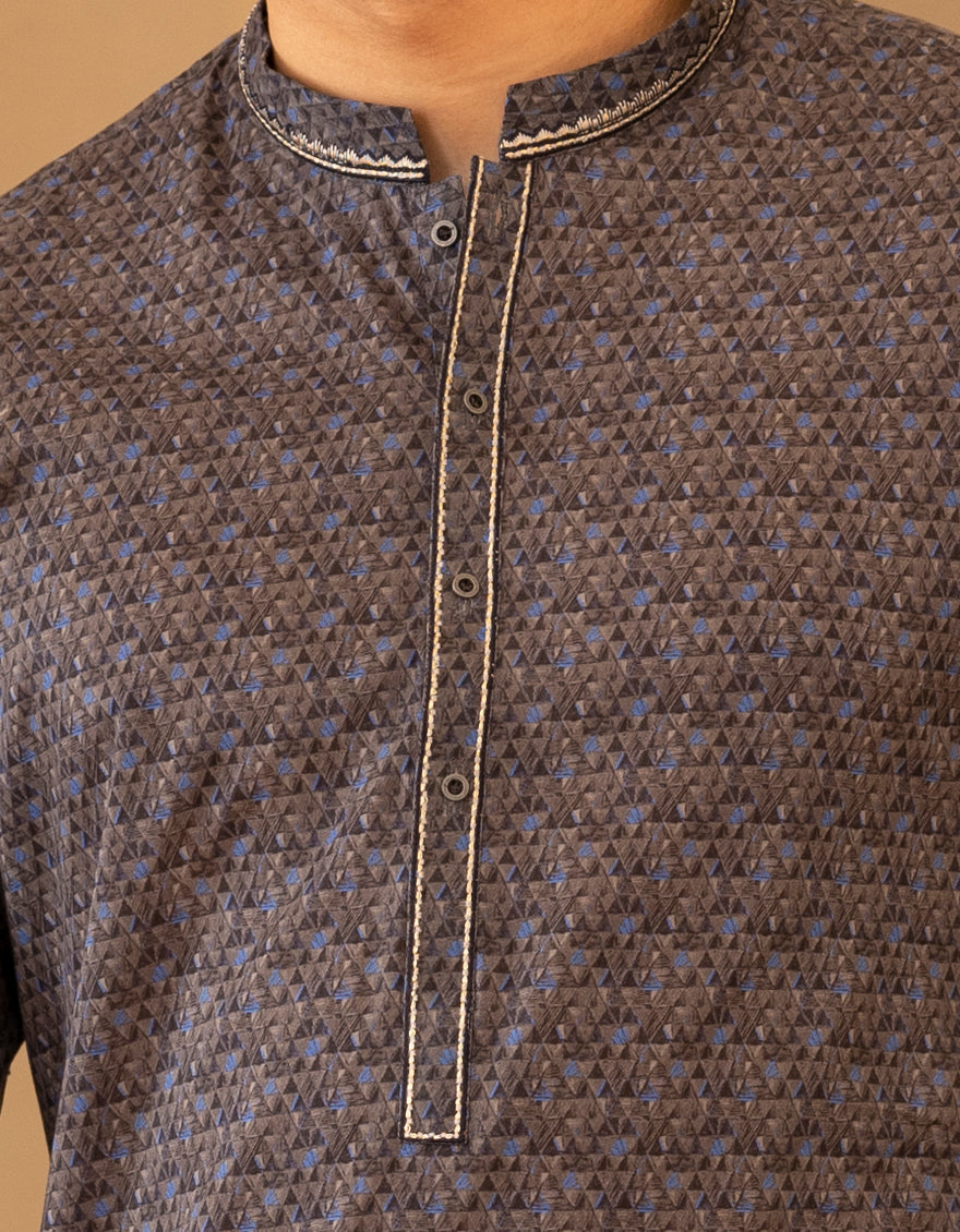 Cotton Grey Kurta - J. Junaid Jamshed