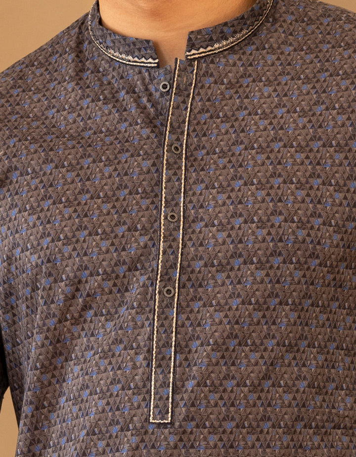 Cotton Grey Kurta - J. Junaid Jamshed