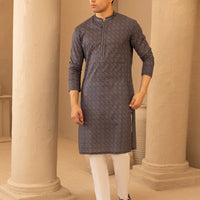 Cotton Grey Kurta - J. Junaid Jamshed