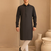 Blended Black Kurta - J. Junaid Jamshed