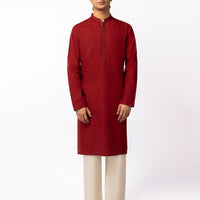 Cotton Red Kurta - J. Junaid Jamshed