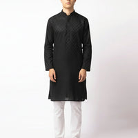 Cotton Black Kurta - J. Junaid Jamshed