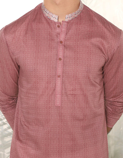 Cotton Tea Pink Kurta - J. Junaid Jamshed