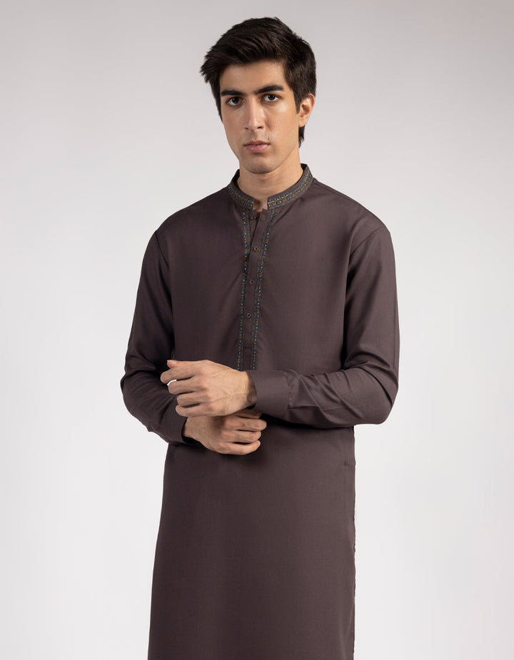 Blended Brown Kurta Trouser - J. Junaid Jamshed