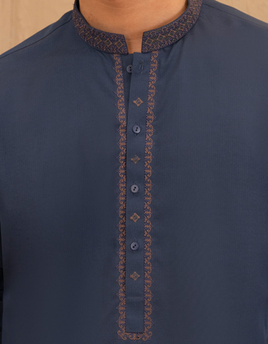 Blended Blue Kurta Trouser - J. Junaid Jamshed