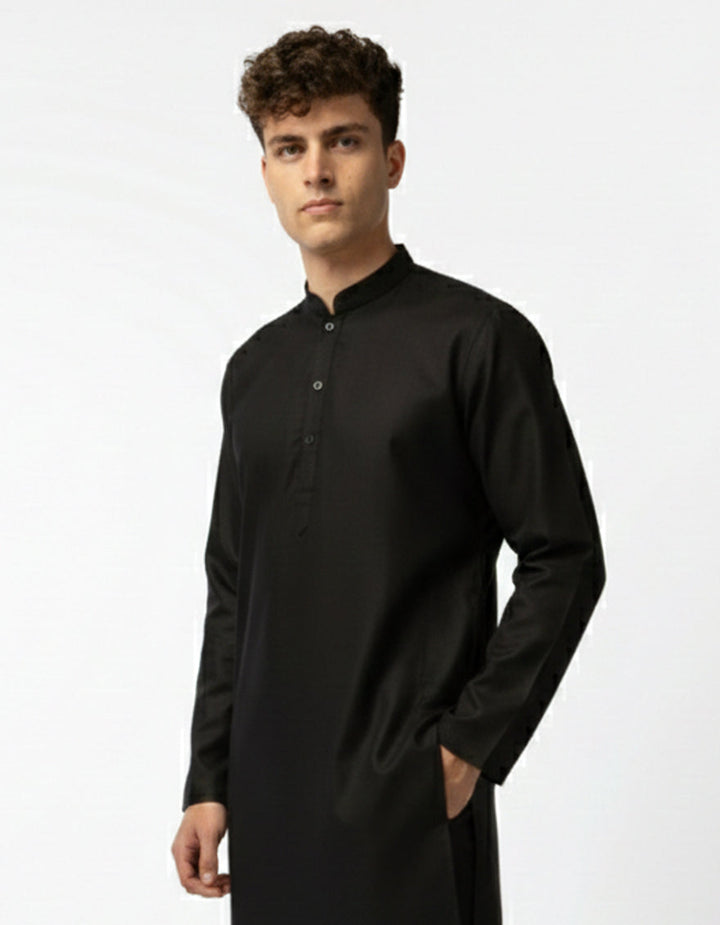 Blended Black Kurta Trouser - J. Junaid Jamshed